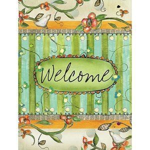 WELCOME Flag  by Wells St. by Lang Co. 28"x40" Floral Spring Botanical Design NU